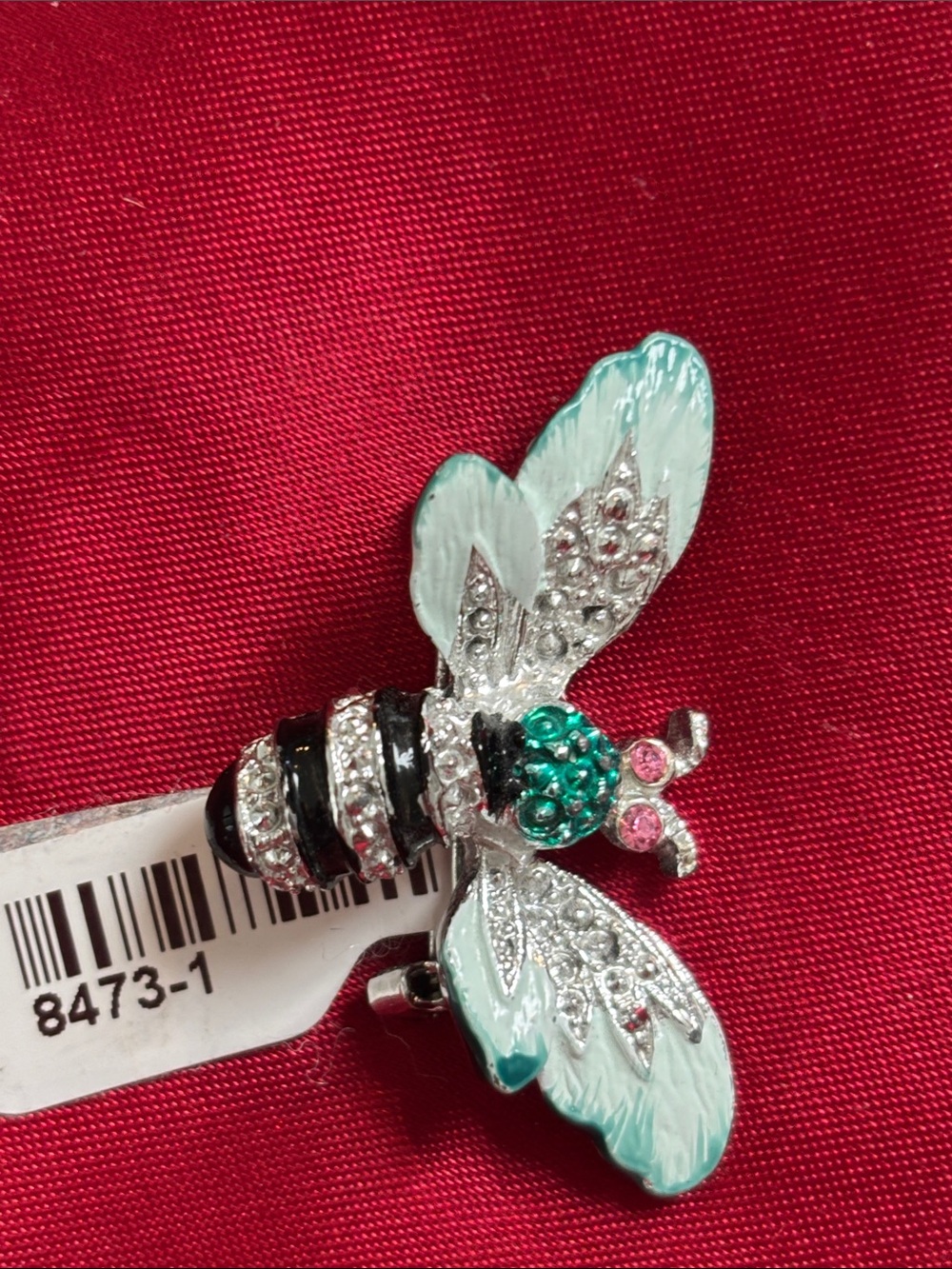 Mint Green Bee Brooch Pin with Crystal Accents